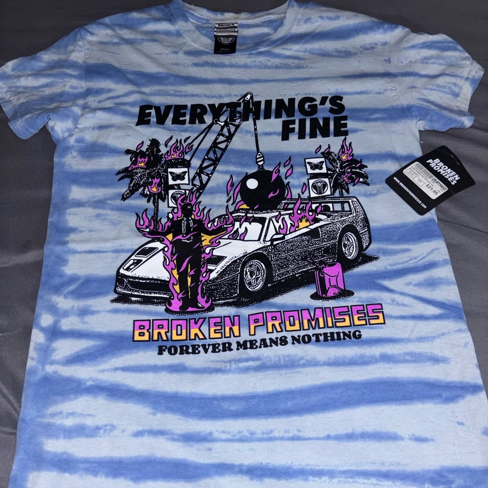 Broken Promises Blue Tie-Dye Graphic Tee